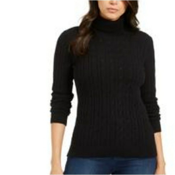 BLACK TURTLENECK SWEATER BLACK RIBBED KNIT S SMALL S WOMENS SMALL S - Picture 1 of 10